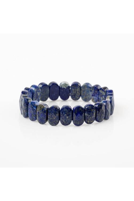 Lapis Lazuli Doğal Taş Geniş Kesim Bileklik - 3