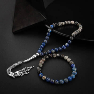 Lapis Lazuli-Jasper Doğal Taş Tesbih Bileklik Seti - Osmanlı Doğaltaş