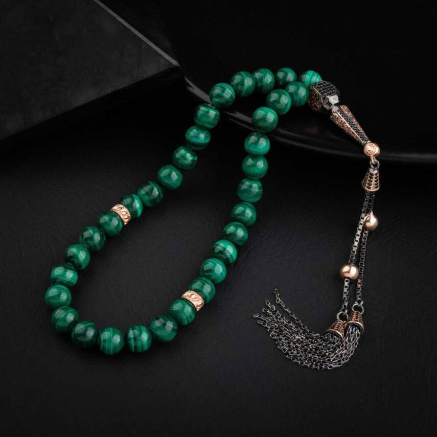 Malakit Doğal Taş 8mm Gümüş Tesbih - 1