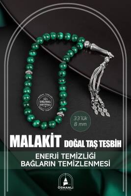 Malakit Doğal Taş Tesbih 33lük - 8mm - Osmanlı Doğaltaş