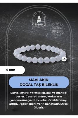 Mavi Akik 6mm Doğal Taş Bileklik - Osmanlı Doğaltaş