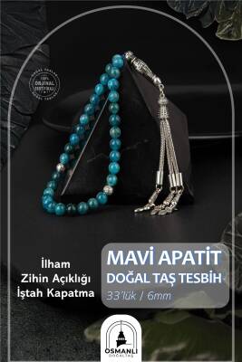 Mavi Apatit Doğal Taş Tesbih 33lük - 6mm - Osmanlı Doğaltaş
