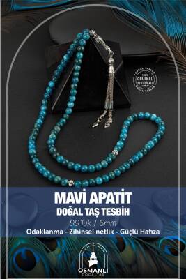 Mavi Apatit Doğal Taş Tesbih 99luk - 6mm - Osmanlı Doğaltaş