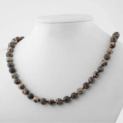 Meksika Jasper 8 mm Düğümlü Doğal Taş Kolye - 3