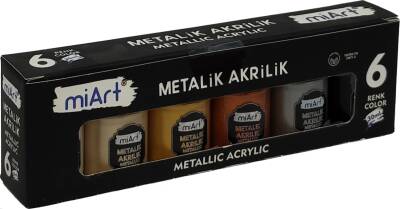 Miart Akrilik Boya Metalik Renkler 30 ml 6 Lı - Miart