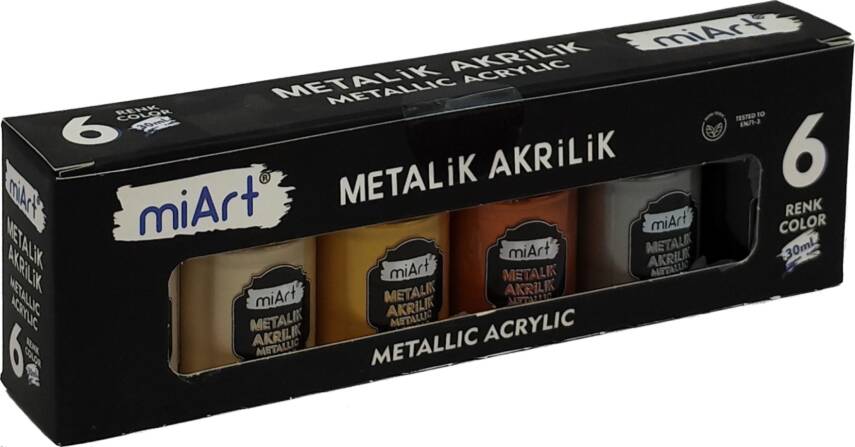 Miart Akrilik Boya Metalik Renkler 30 ml 6 Lı - 1