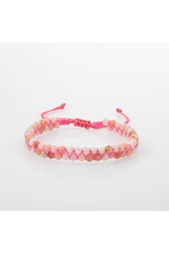 Opal Pembe 3-4mm Çift Sıra Doğal Taş Bileklik - 3