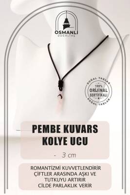 Pembe Kuvars Doğal Taş Kolye Ucu 3cm - Osmanlı Doğaltaş