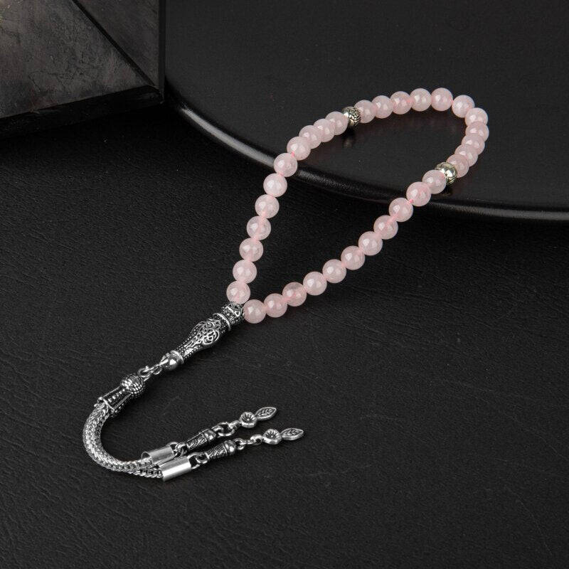 Pembe Kuvars (Gül Kuvars) Doğal Taş Tesbih 33lük - 6mm - 2
