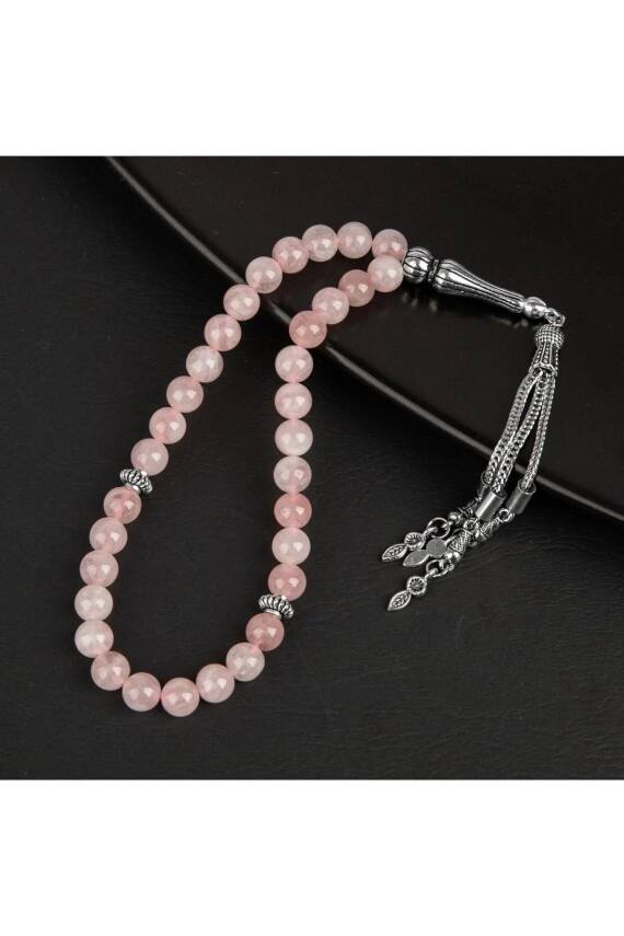 Pembe Kuvars (Gül Kuvars) Doğal Taş Tesbih 33lük - 8mm - 3