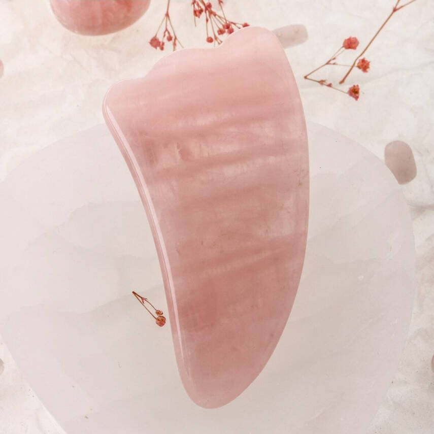 Pembe Kuvars Taşı Gua Sha Yüz Masaj Taşı Kaz Ayaklı - 1