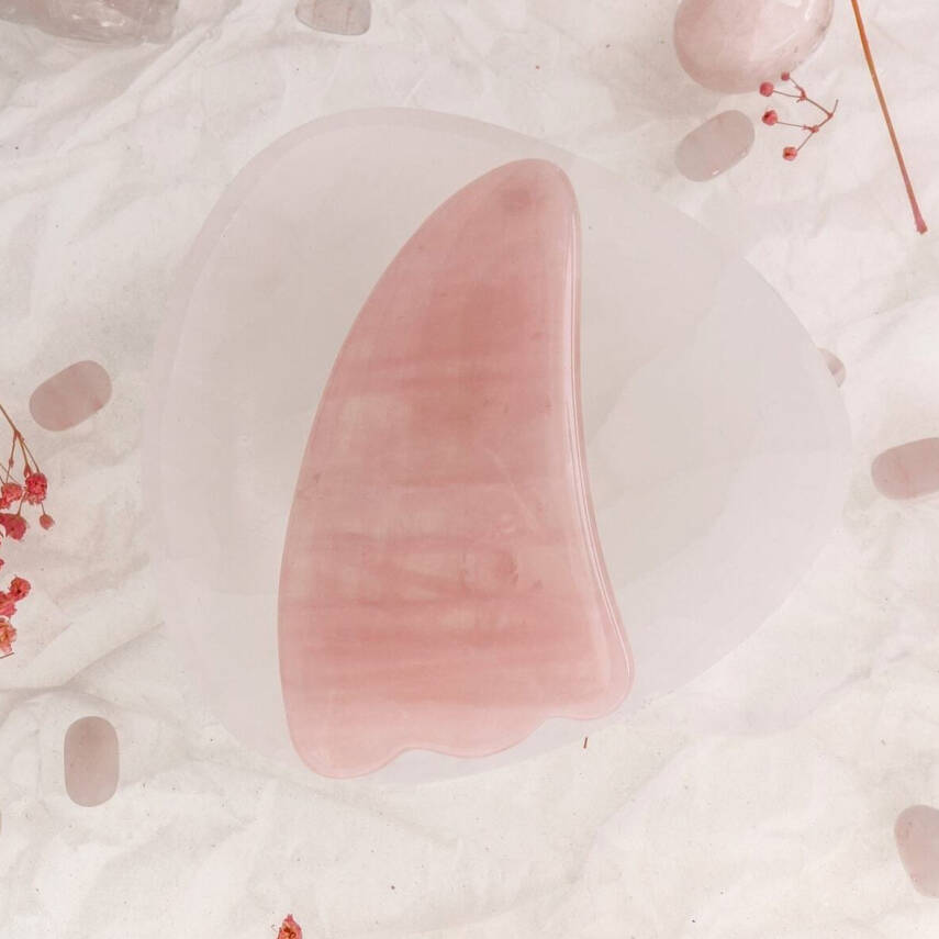 Pembe Kuvars Taşı Gua Sha Yüz Masaj Taşı Kaz Ayaklı - 2