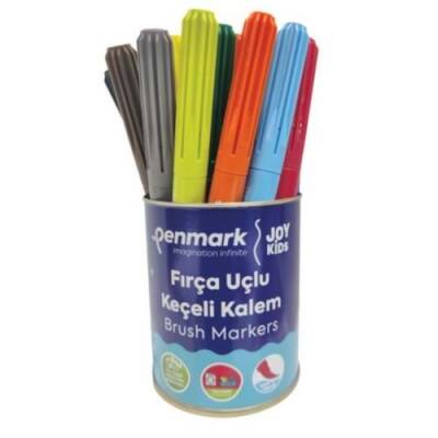 Penmark Yıkanabilir Süper Jumbo Keçeli Kalem Brush Uç 18 Li Metal Kutu - Penmark