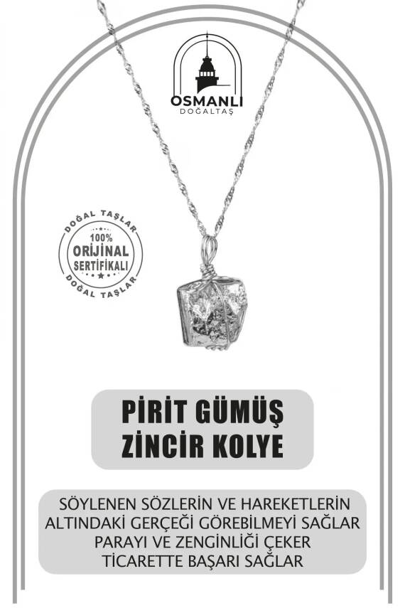 Prit Doğal Taş Gümüş Zincir Kolye - 2