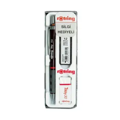 Rotring Tikky Bordo Okul Seti Uçlu Kalem + Uç + Silgi 0.5 mm 3 Lü Set - 2