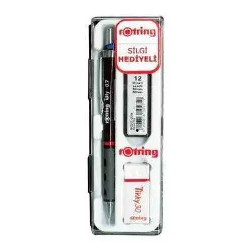 Rotring Tikky Bordo Okul Seti Uçlu Kalem + Uç + Silgi 0.7 mm 3 Lü Set - 1