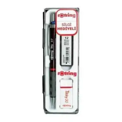 Rotring Tikky Bordo Okul Seti Uçlu Kalem + Uç + Silgi 0.7 mm 3 Lü Set - 2