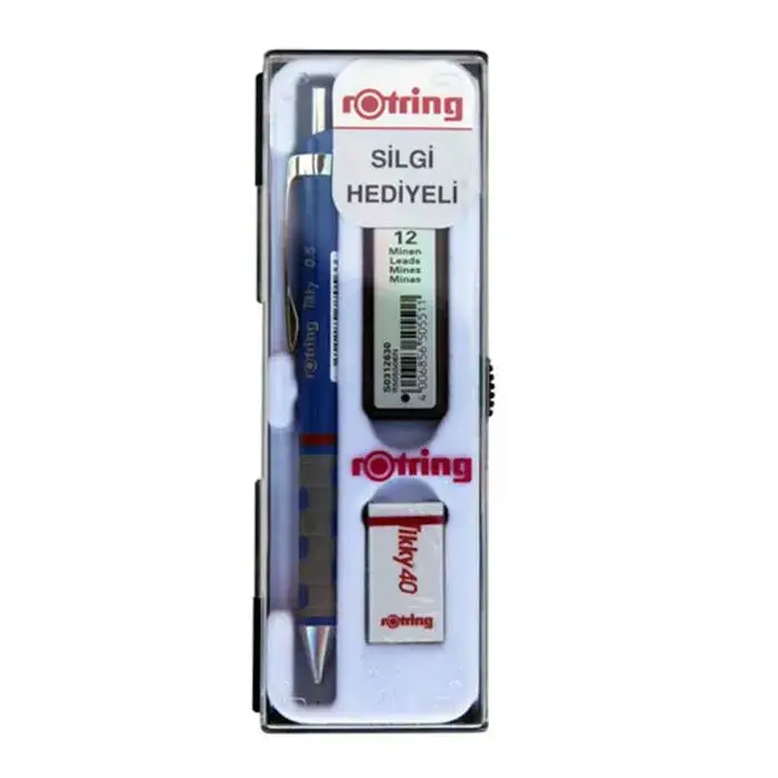 Rotring Tikky Mavi Okul Seti Uçlu Kalem + Uç + Silgi 0.5 mm 3 Lü Set - 1