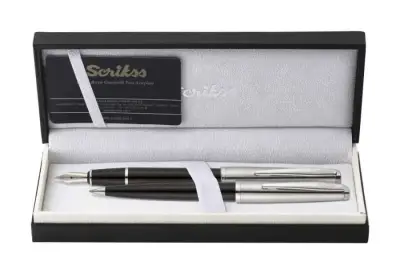 Scrikss Metropolis 78 Dolma Kalem + Tükenmez Kalem Takım Siyah M Uç - Scrikss