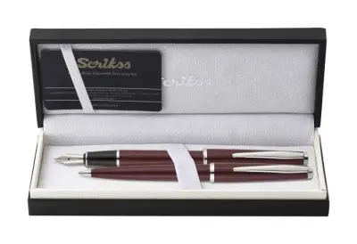 Scrikss Vintage 33 Dolma Kalem + Tükenmez Kalem Takım Bordo M Uç - Scrikss