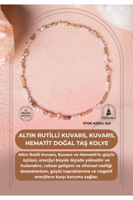 Sertifikalı Altın Rutilli Kuvars, Kuvars, Hematit Doğal Taş Kolye (SK:023) - Osmanlı Doğal Taş