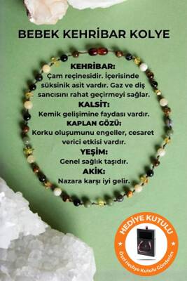 Sertifikalı Bebek Kehribar Kolye Kehribar - Yeşim - Kaplan Gözü - Kahve Göz Akik- Kalsit - Osmanlı Doğaltaş