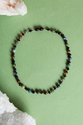 Sertifikalı Doğal Taş Bebek Kolye-yeşim,lapis,kehribar,kaplan Gözü,krizokol M106 - 4