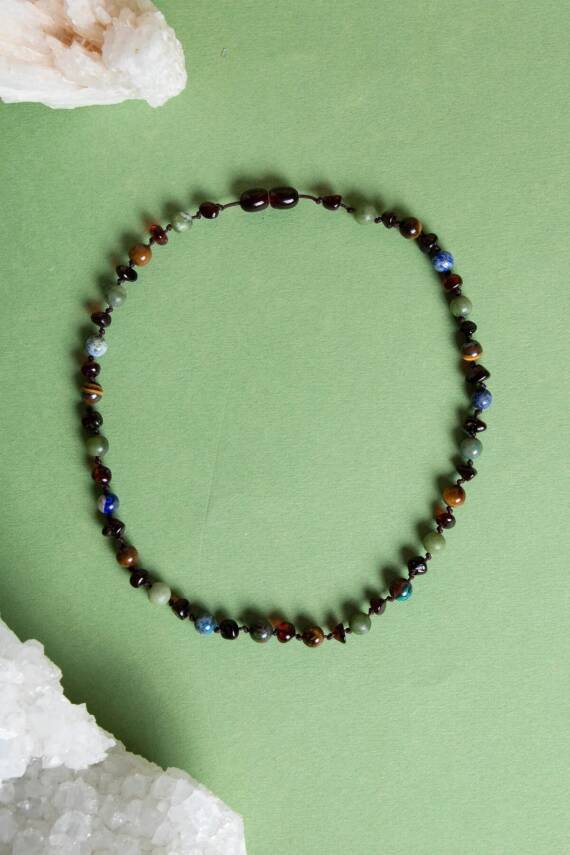 Sertifikalı Doğal Taş Bebek Kolye-yeşim,lapis,kehribar,kaplan Gözü,krizokol M106 - 4