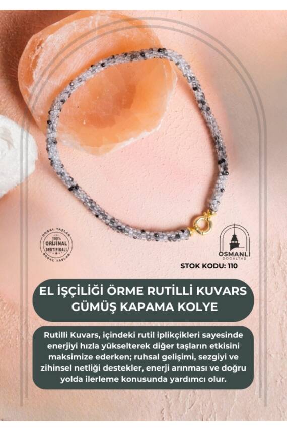 Sertifikalı El İşçiliği Örme Rutilli Kuvars Kapama Kolye (SK:110) - 1