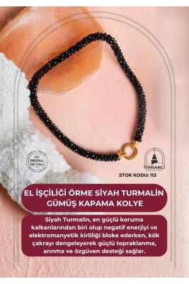 Sertifikalı El İşçiliği Örme Siyah Turmalin Kapama Kolye (SK:113) - Osmanlı Doğal Taş