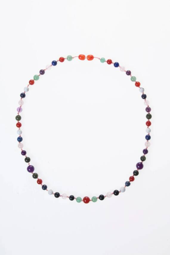 Sertifikalı Kırmızı Akik, Yeşil Aventurin, Lapis, Pembe Kuvars, Ametist, Havlit, Yeşim, Shungite Kız Öğrenci Kolye - 5