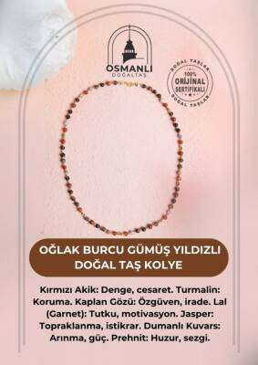 Sertifikalı Oğlak Burcu Gümüş Yıldızlı Doğal Taş Kolye - 2