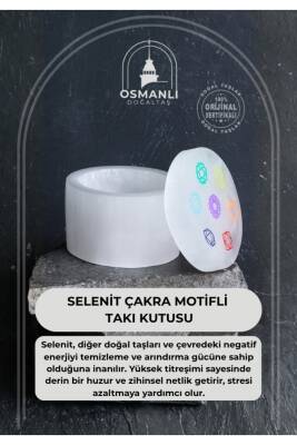 Sertifikalı Selenit Çakra Motifli Yuvarlak Takı Kutusu - Osmanlı Doğal Taş