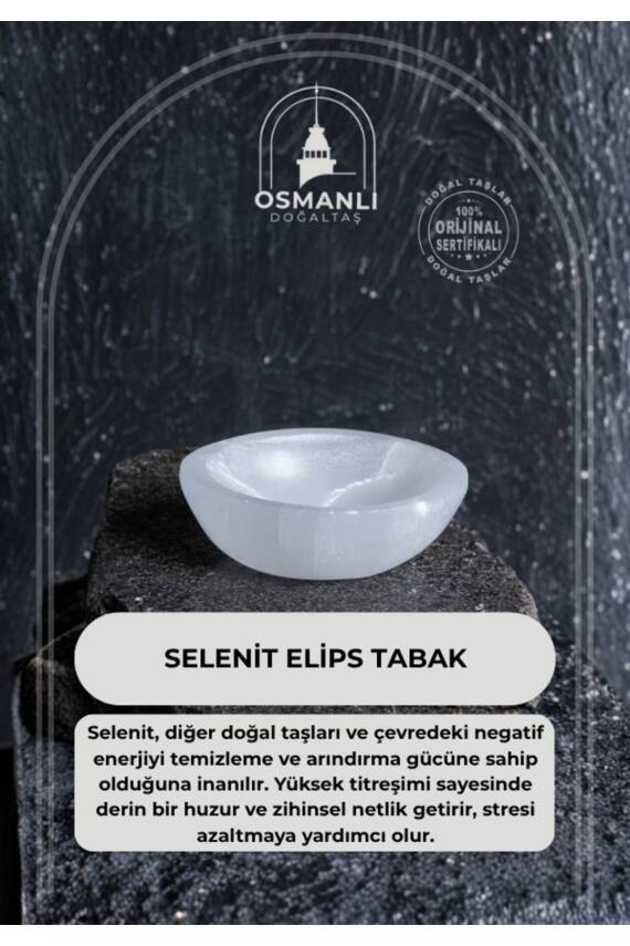 Sertifikalı Selenit Elips Tabak no.1 - 1