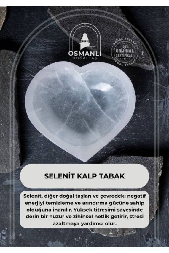 Sertifikalı Selenit Kalp Tabak no.4 - 1