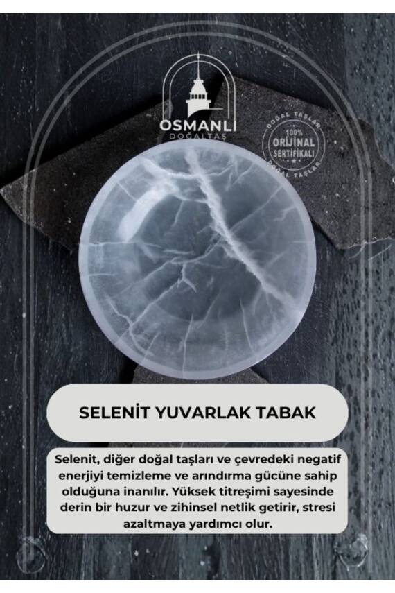 Sertifikalı Selenit Yuvarlak Tabak no.6 - 1