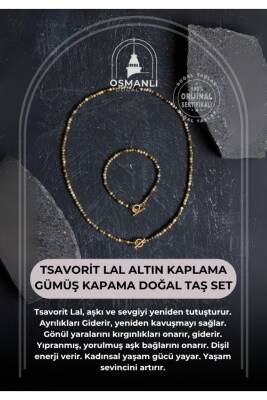 Sertifikalı Tsavorit Lal Altın Kaplama Gümüş Kapama Doğal Taş Set - Osmanlı Doğaltaş