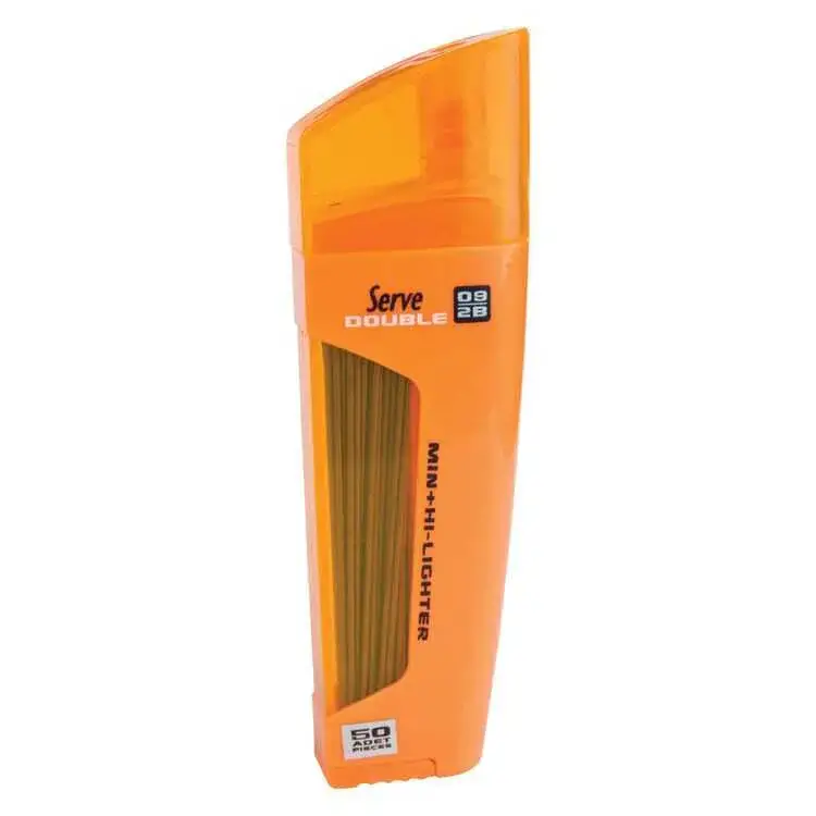 Serve Double Min Sarı Fosforlu Kalem + 0.9 mm 2B Uç Tüplü - 1