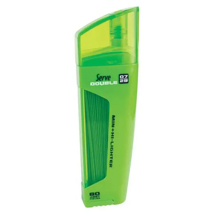Serve Double Min Yeşil Fosforlu Kalem + 0.7 mm 2B Uç Tüplü - 1