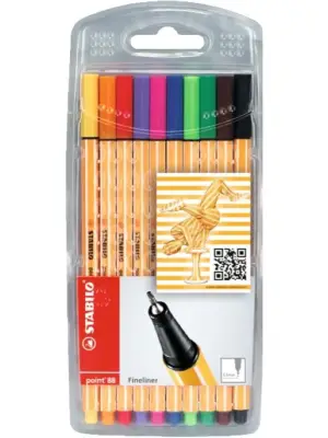 Stabilo Point 88 Keçeli Kalem 10 Lu İnce Uç Askılı Paket - Stabilo