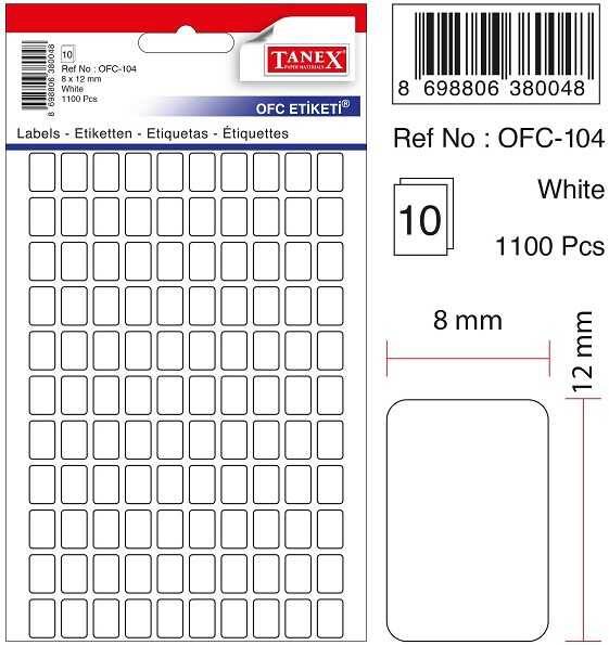 Tanex Ofc 104 Etiket 8 x 12 mm - 2