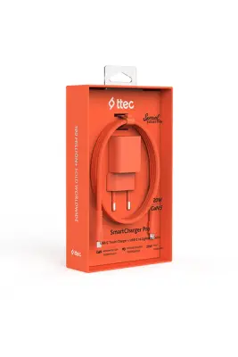 Ttec SmartCharger GAN 20 W PD Seyahat Hızlı Şarj Aleti + USB-C Lightning 120 cm Kablo Neon Turuncu 2SCG20LNT - Ttec