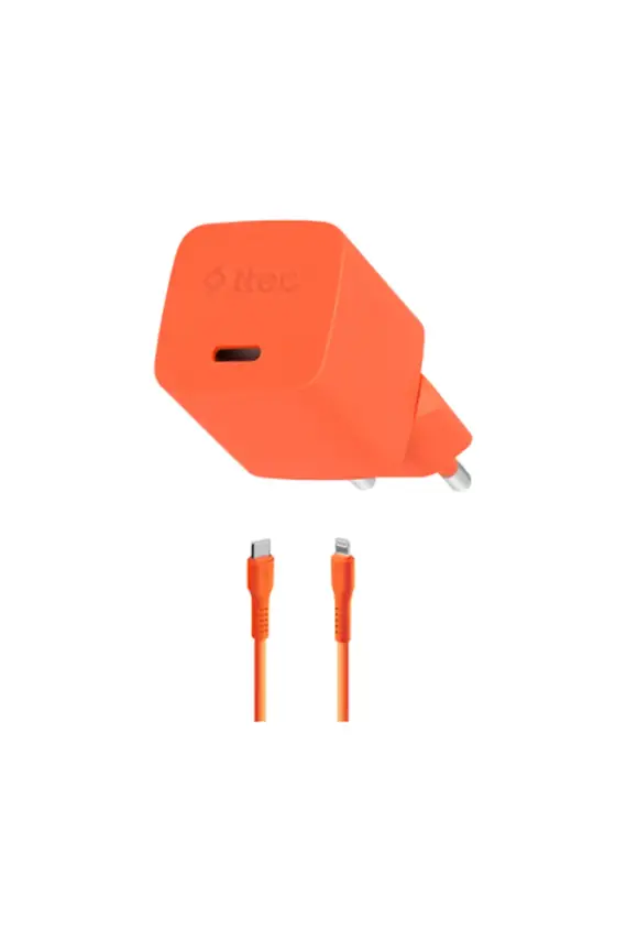 Ttec SmartCharger GAN 20 W PD Seyahat Hızlı Şarj Aleti + USB-C Lightning 120 cm Kablo Neon Turuncu 2SCG20LNT - 2