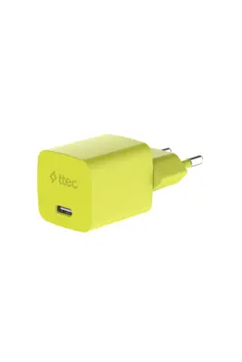 Ttec SmartCharger GAN 20 W PD Seyahat Hızlı Şarj Aleti + USB-C USB-C 3A Kablo Neon Sarı 2SCG20CNS - 3