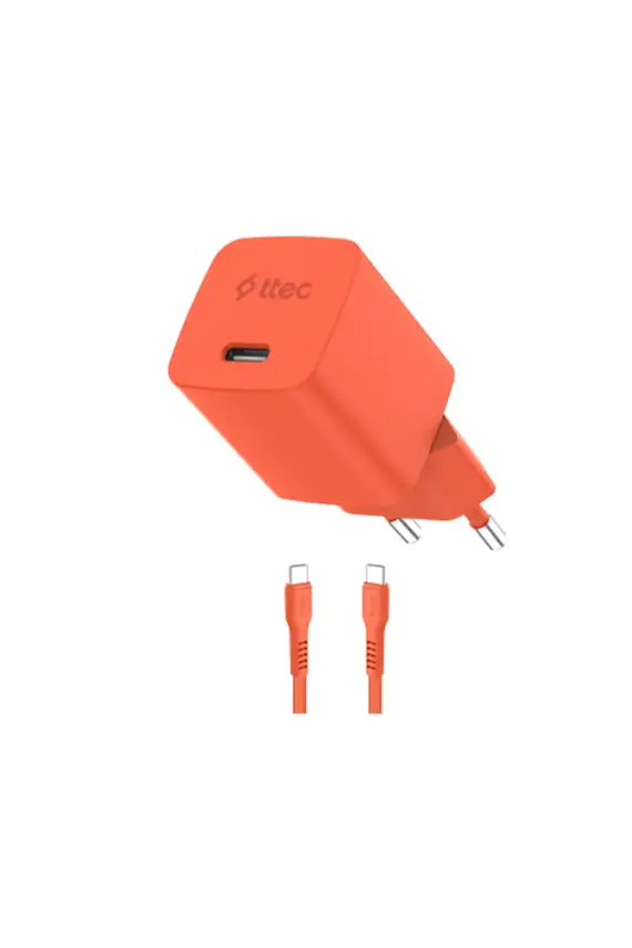 Ttec SmartCharger GAN 20 W PD Seyahat Hızlı Şarj Aleti + USB-C USB-C 3A Kablo Neon Turuncu 2SCG20CNT - 2