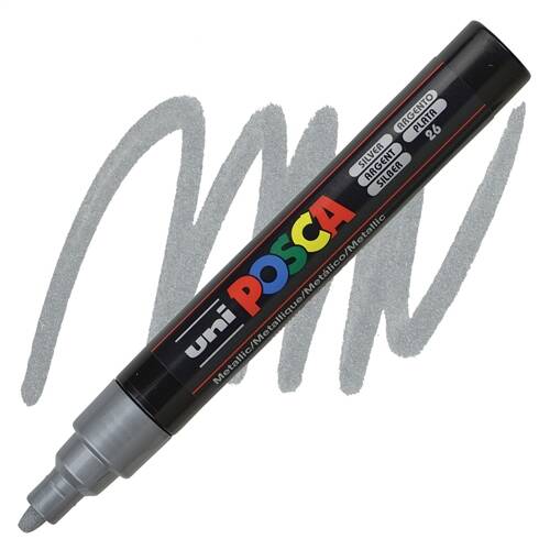 Uniball Posca 5M Markör 2.5 mm Gümüş - 1