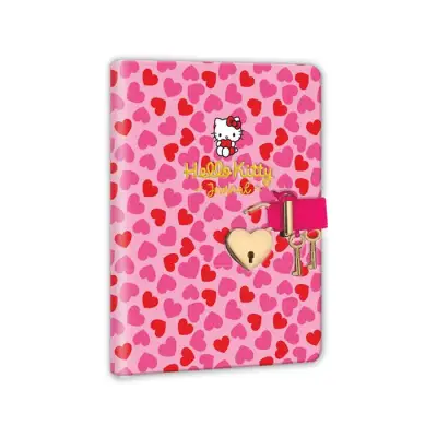 Victorias Journals Hush Hush Hello Kitty Tükenmez Kalem + Kalp Kilitli Çizgili 160 Yp 13x18 Cm Kutulu - Victorias Journals