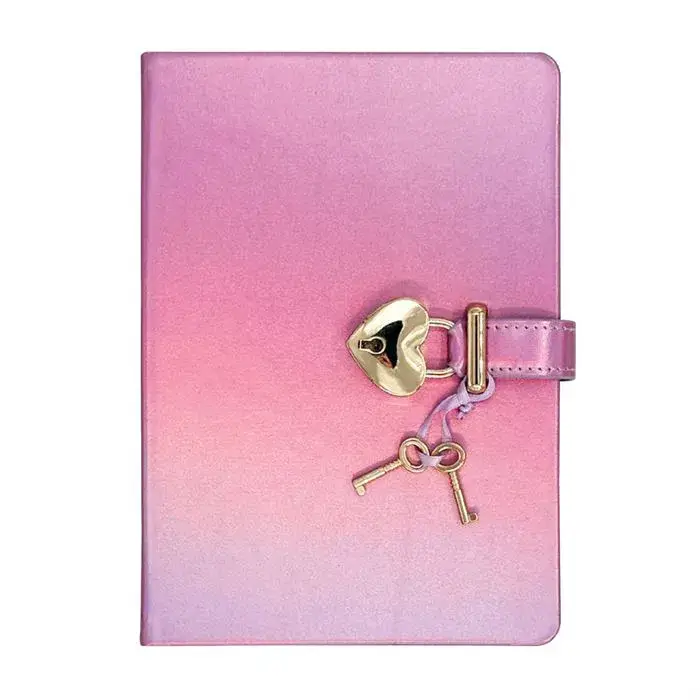 Victorias Journals Hush Hush Pastel Mor Kalp Kilitli Çizgili 160 Yp 13x18 Cm - 1
